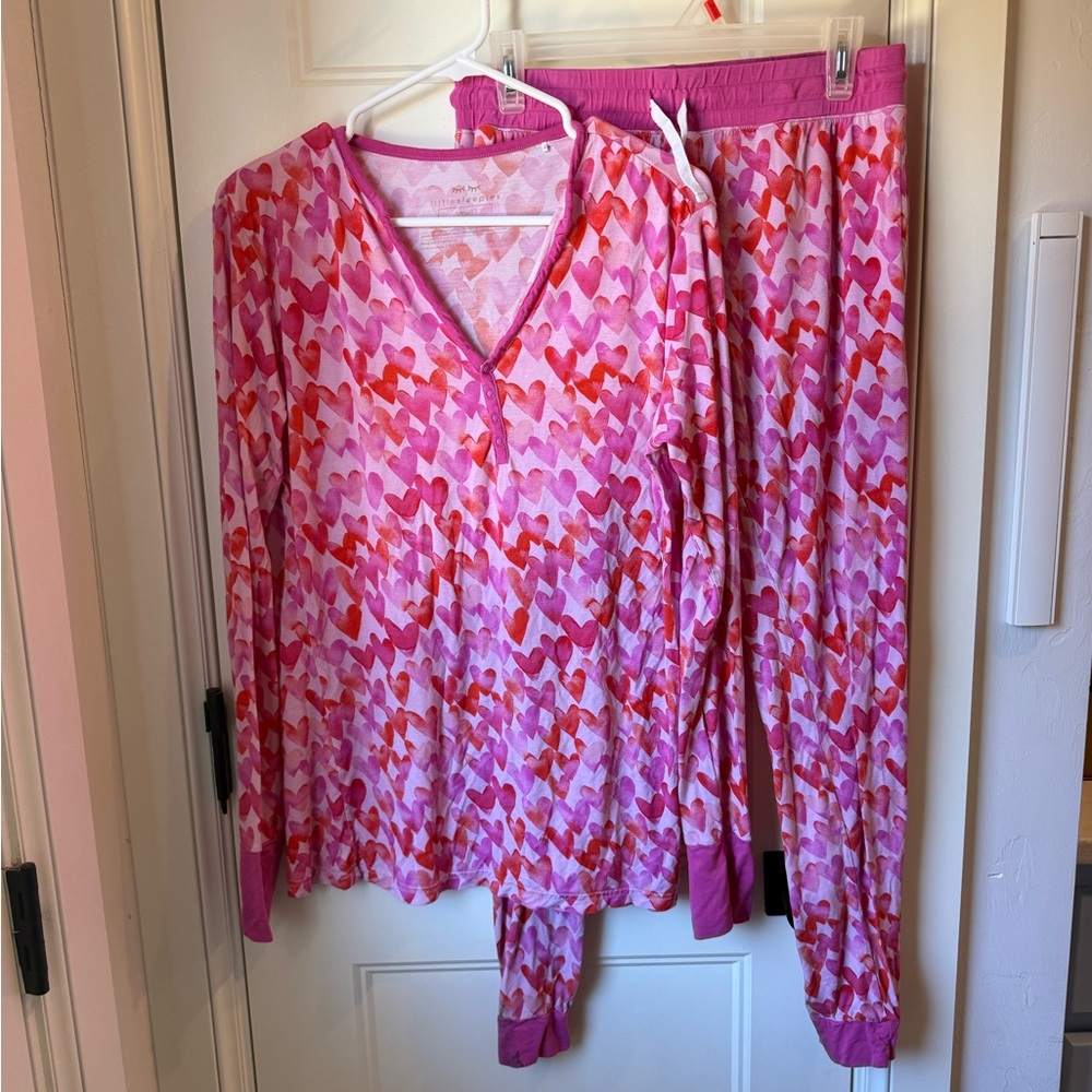 Little Sleepies Pink and Red Heart Pajama Set